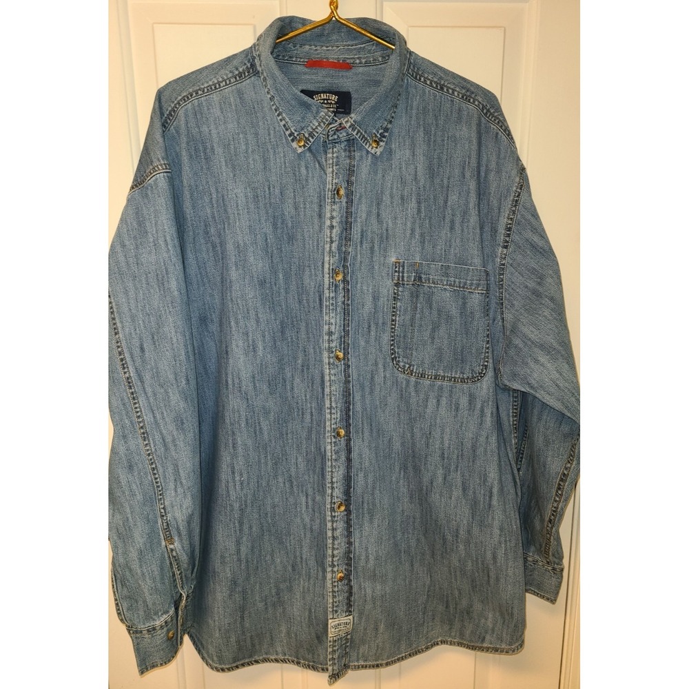 Levi Strauss Signature Mens 2Xl Denim Long Sleeve Button Up Shirt Barn Country